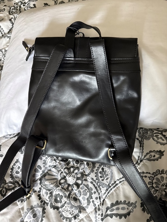 Andar black leather backpack purse NWT